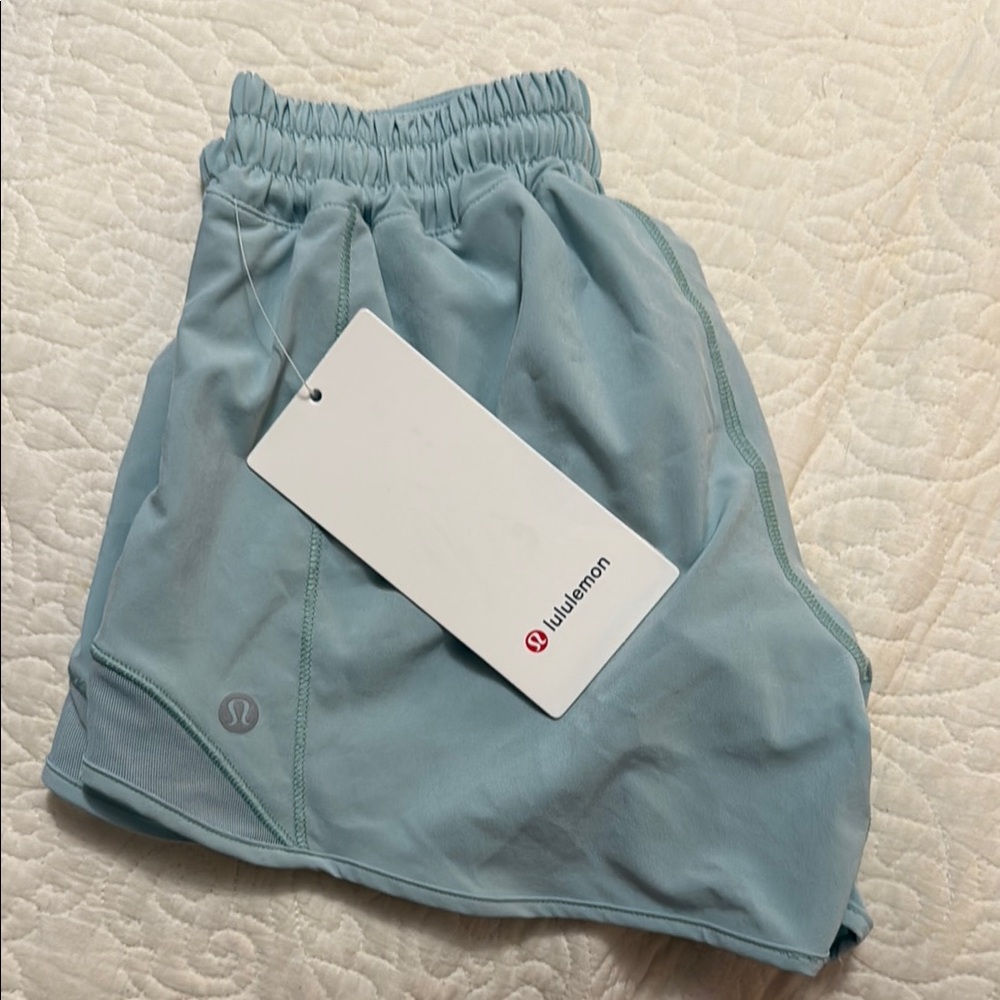 NWT Lululemon Sky Blue Hotty Hot Shorts